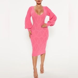 Fashion nova sweater midi dress size small pink